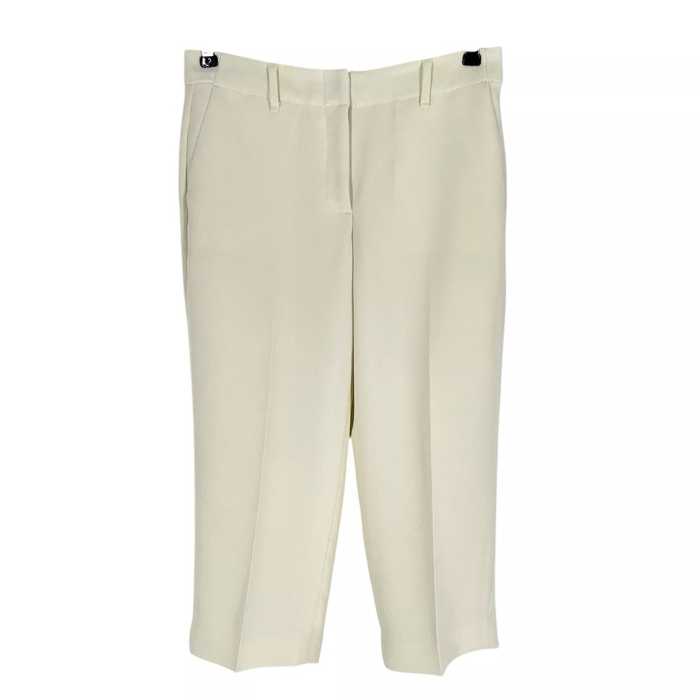 Talbots Cropped Trouser Pants Womens Size 2P Ivory Crepe Lined Classic 21in